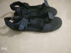 Pair Of Black Puma Velcro Strap Hiking Sandals
