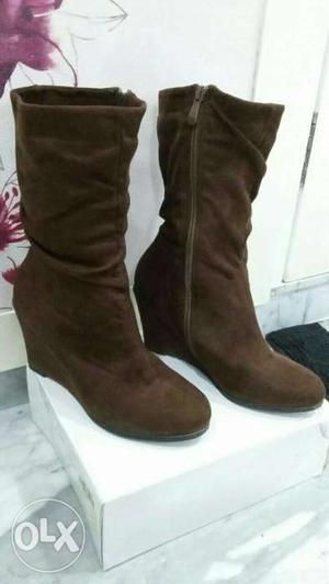 Pure leather boots calf length actual prize: