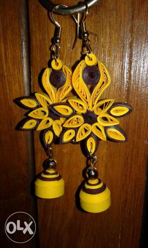 Quilling Earrings...TRENDY..YELLOW & BROWN