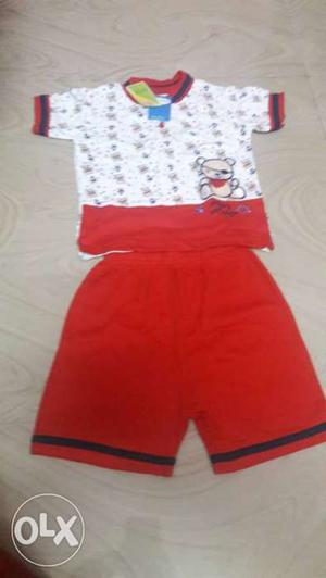 Set Of Red Shorts And White-red Polo Shirt
