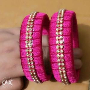 Silk Thread Bangles - Pink