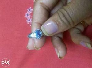 Silver And Blue Gemstone Ring