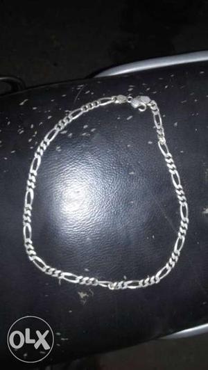 Silver Figaro Chain Link Lobster Lock Necklace