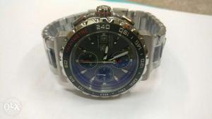 Tag heur formula 1 Silver And Blue Round Chronograph Watch