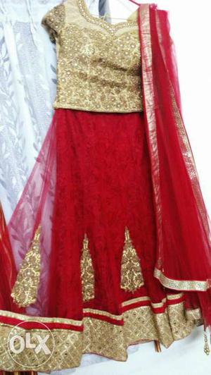 Wedding and partywear lahanga Red and golden