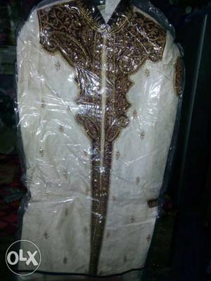White And Brown Traditional Dress