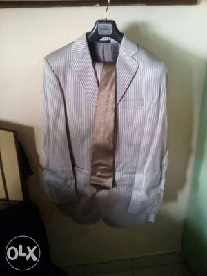 White And Gray Pinstripe Suit Jacket