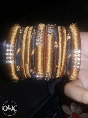 Women's Gold And Black Bangle Bracelet