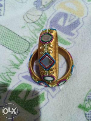 Women's Two Gold Silk Thread Bracelets
