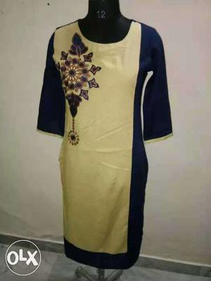 Women's Yellow And Blue Flower Printed 3/4 Sleeve Bodycon