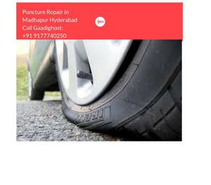 24 Hours Onspot Tyre Puncture Repair in Madhapur Hyderabad