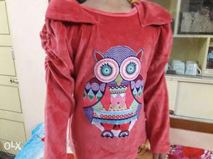 Baby Girl's Red, Grey And Pink Long Sleeve Dress