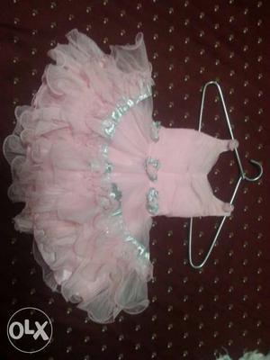Baby pink colour party wear frok for 0 to 12