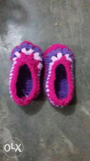 Baby's Pink-and-purple Bootees