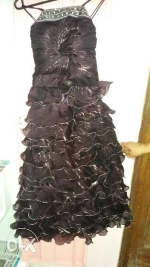 Black Spaghetti Strap Ruffled Dress gown 10 to 14 years