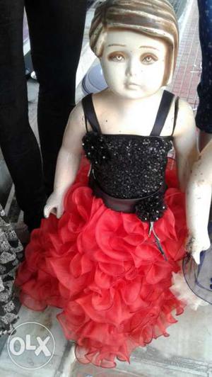 Children's Black And Red Spaghetti Strap Dress