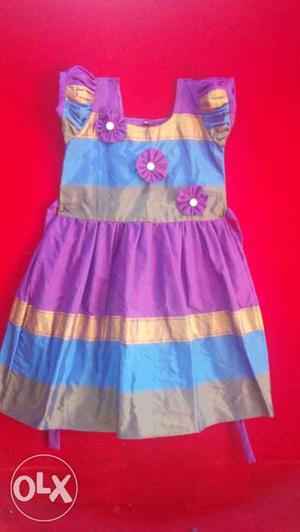 For Girl child Purple Blue And Brown Dress