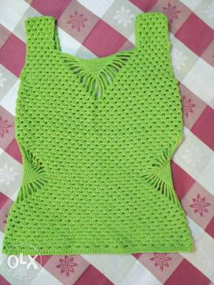Green Knitted Dress Tops