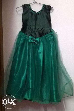 Green and black party wear dress