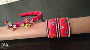 Matching Bangles and Hairbands designed with Silk thread
