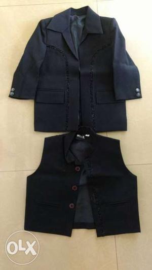 Navy blue Suit Jacket With Vest with pant for 1-2 yr
