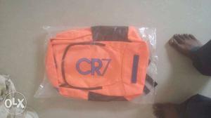 Orange And Black Cr7 Print Backpack In Pack