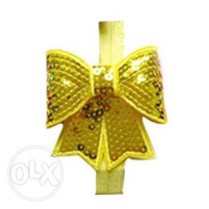 Pretty Yellow Sequins Bow Headband for Infant Girl