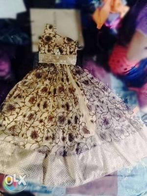 Pure handmade gown for 12years old girl in golden