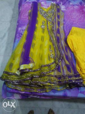 Purple and yellow colour suit(for  aged)