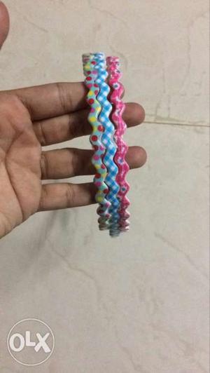 Three Green, Blue, Pink Plastic Alice Bands