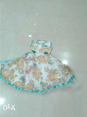 Toddler's White And Orange Floral Dress