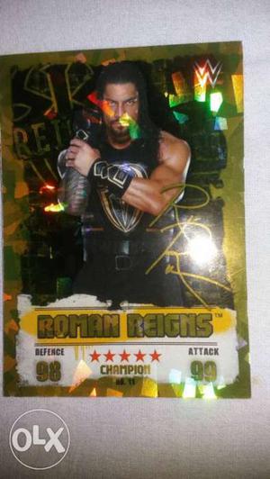 Topps slam attax takeover Roman Reigns gold card.