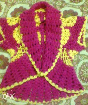 Women's Pink And Yellow Knitted Top