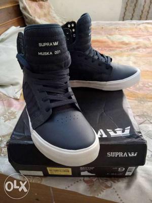 Brand new untouched Blue And White Leather Supra Muska 001