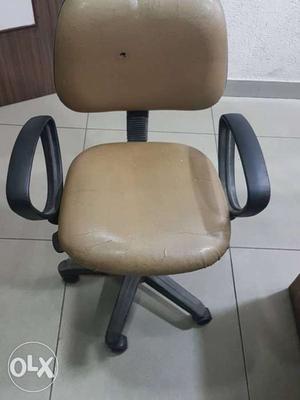 Brown And Black Leather Office Armchair