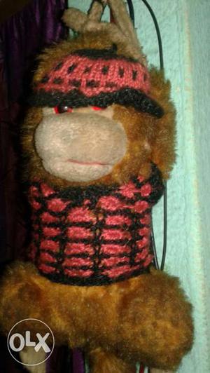 Brown And Pink Monkey Plush Toy
