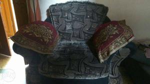 Grey And Black Floral Sofa Chair