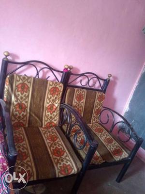 One bamboo soffa one Sagwan bed and two iron