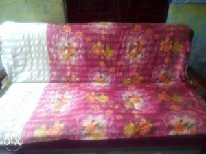 Pink, Orange, And White Floral Sofa Cover