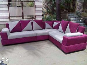 Solid fabric nice Sofa L shape { 6 seat }