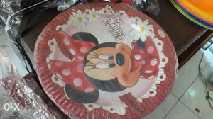 White And Red Minnie Mouse Print Decorative Plate
