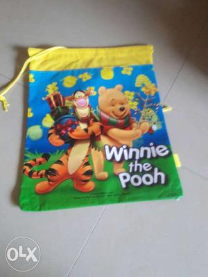Yellow And Green Winnie The Pooh Draw String Bag