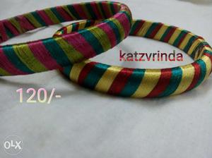 2 pcs silk thread multi colour bangles