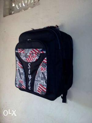 Black And Grey Style Print Backpack