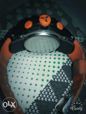 Black And Orange casio G-shock wrist watch,waterproof,dual