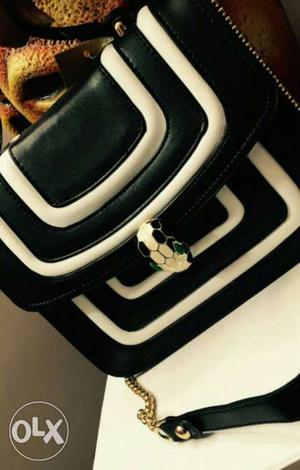 Black And White Leather Crossbody Bag