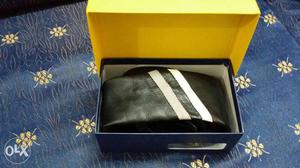 Brand new pure Black Leather Necktie With Box