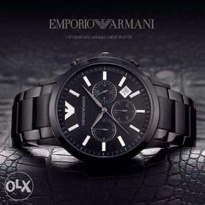 Emporio Armani Black Round Chronograph Watch