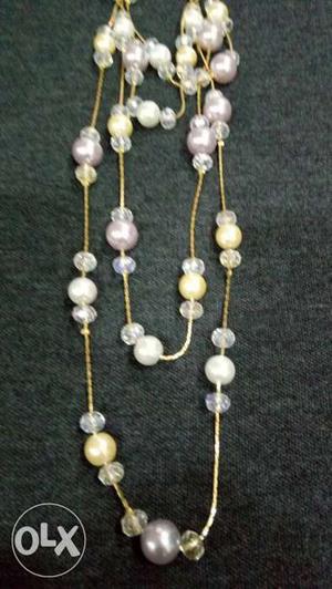Gold And White Pearl Beaded Necklace
