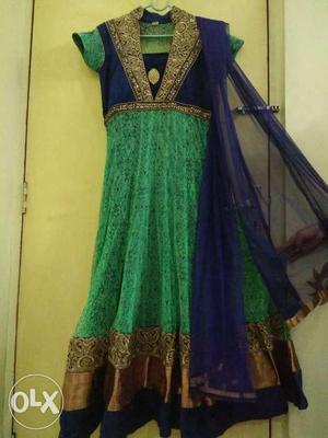 Green And Blue Sari